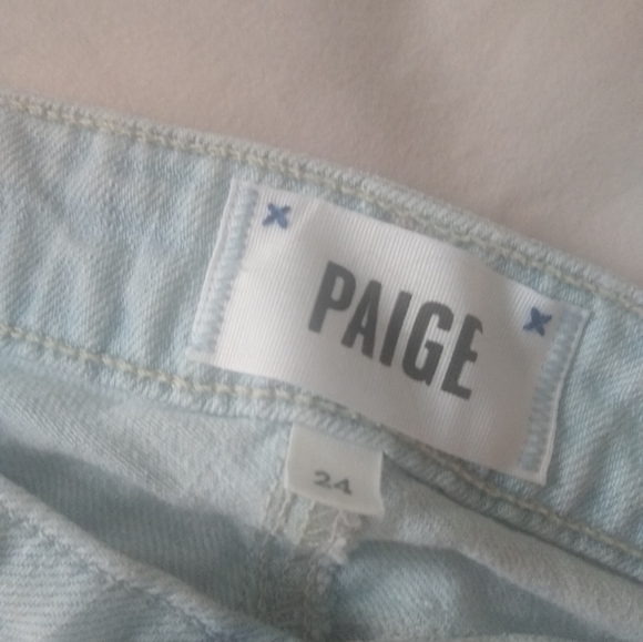 Paige Porter Relaxed Straight Jeans Sz. 24 Light Wash 90s fit Distressed - Picture 3 of 15